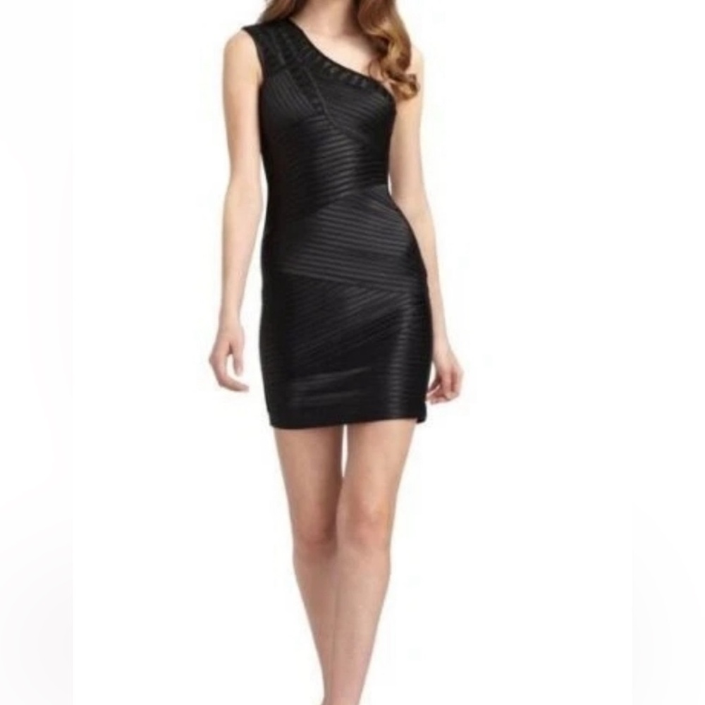 BCBG MaxAzria Eden One-shoulder Black Bodycon Cocktail Dress Size 4